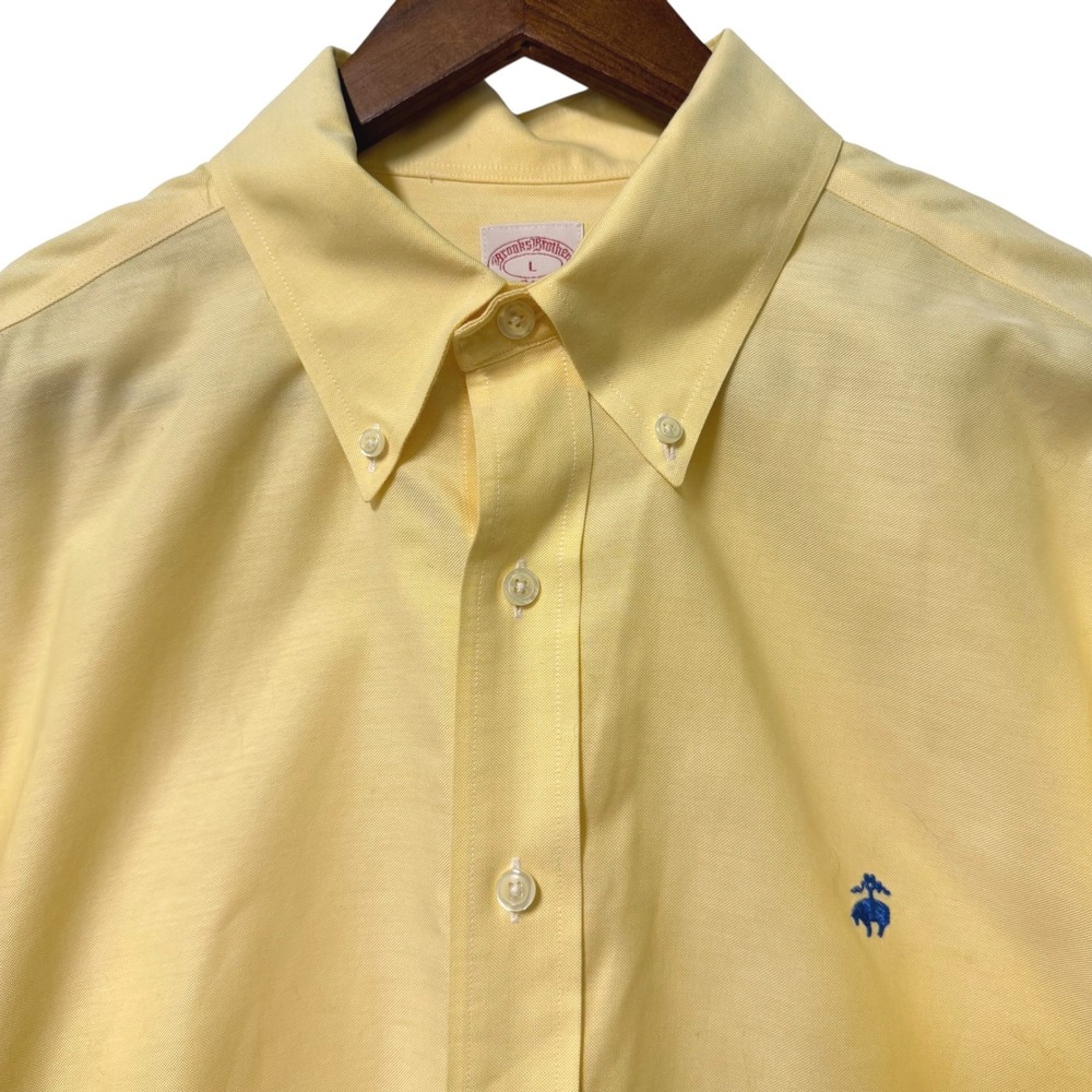 Brooks Brothers Button Down Mens L 346 Yellow Non-Iron Supima Cotton Polo Shirt